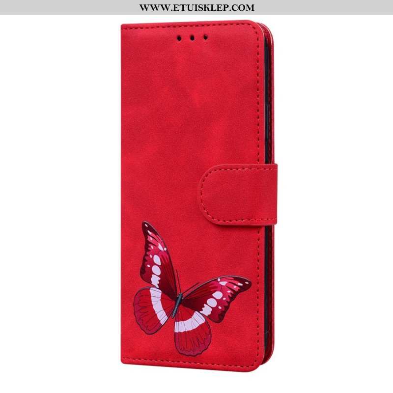 Etui Folio do Xiaomi 12 Pro Motyl Dotykający Skóry